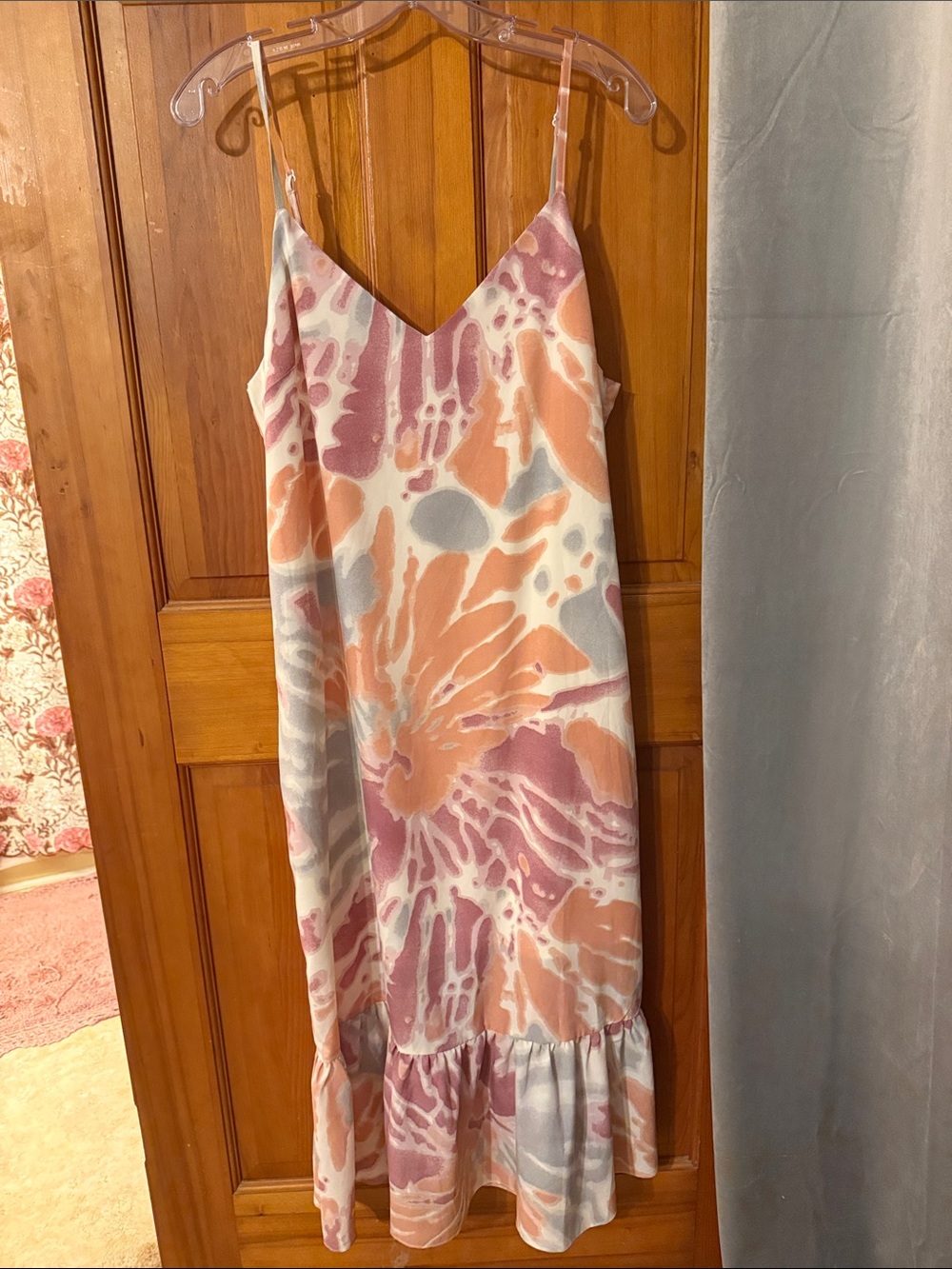 Wishlist orange & purple Tie-Dye Slip Midi Dress